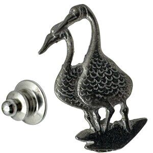1987 P. Buckley Moss Kirk Stieff Pewter Geese Birds Tie Tack Pin Vintage Gift